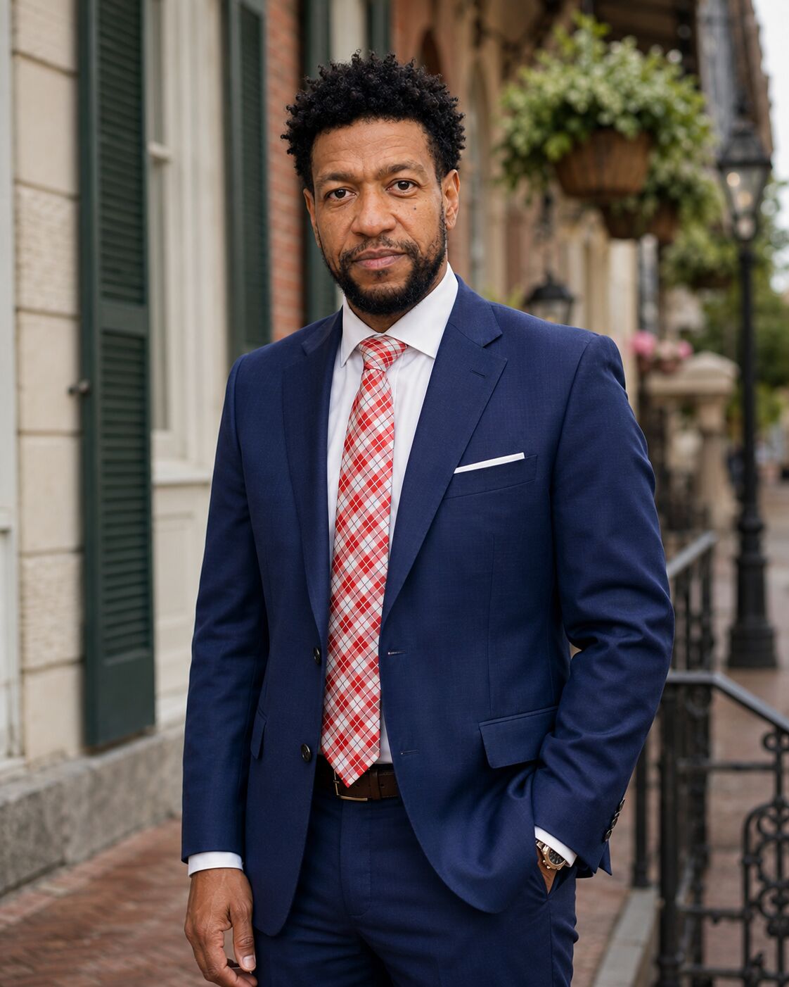 Jerome Matthews beneath a French Quarter balcony